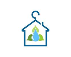 Simple house with clothes hanger and leaf water inside vector