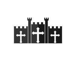 Ancient church fortress with religion cross inside vector