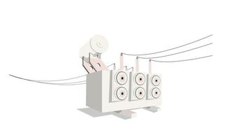 High-voltage transformer isolated on the white background. Vector illustration