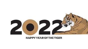 2022 New Year vector banner with tiger and numbers.