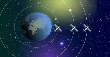 satellites orbit the planet earth in their orbits vector