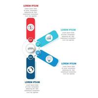 four elements with a paper icon and a place for the text to be a white circle paper. Concept 6 features business development. Infographic design template. Vector illustration.