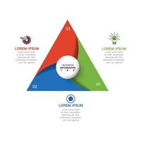 infografía vectorial, gráfico triangular. presentación. concepto de negocio, piezas, pasos, procesos. visualización de datos infográficos. plantillas de inicio. - vector