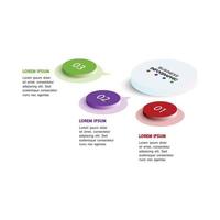 three circle elements with paper icons and place for text to circle white paper. The concept of 4 business development features. Infographic design template. Vector illustration.