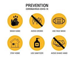 Prevention icons set isolated on white background. vector