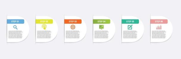 Abstract elements 6 steps options. Infographic business timeline process chart template. Vector modern banner,text box used for presentation and workflow layout diagram.