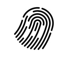 icono de la delgada línea de huellas dactilares. símbolo de identidad, seguridad o privacidad. signo de vector moderno.