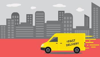 Online delivery service concept, Fast delivery van.Vector illustration vector