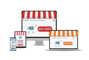 Shopping online on website or mobile application . vector