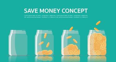 el concepto de ahorrar dinero con vidrio. ilustración vectorial con lugar para el texto o copie el espacio. vector