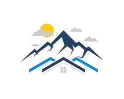 Mountain with simple house vector