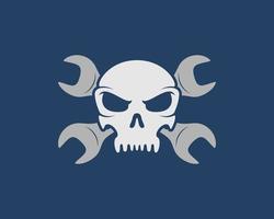 Cross repair wrench with skull inside vector
