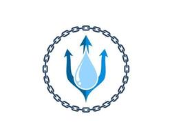 Circular chains with trident and water drop inside vector