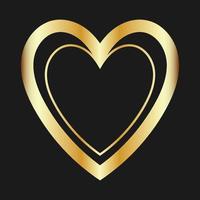 forma de corazón colgante oro efecto símbolo amor icono vector