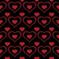 Black Background Romantic Heart Seamless Pattern vector
