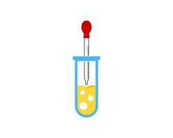 Botella de laboratorio con pipeta médica en el interior vector