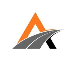 A Letter with road way asphalt logo