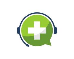 Customer care bubble chat with healthy symbol inside vector