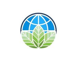 Abstract globe earth with technological leaf vector