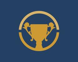Circle shape with gold trophy inside vector