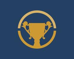 Circle shape with gold trophy inside vector