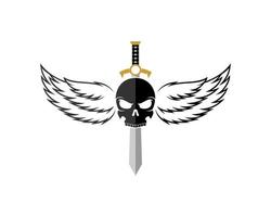 Skull with luxury wings and sword vector