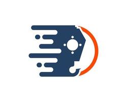 Fast symbol with construction crane and circle shape vector