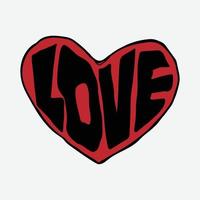 heart with the word love, hand drawn illustration.free vector