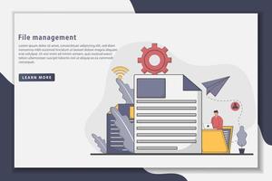 Vector illustration File management landing page concept