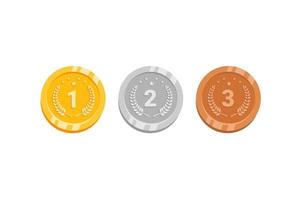 Game coins set. Rank medals for game vector