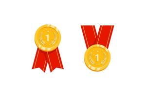 Gold silver bronze medal vector. Game winner prize icons vector illustration.