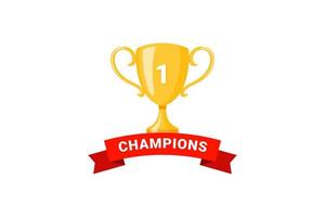 Best champions cup trophy vector design. Champion cup winner trophy award with ribbon design