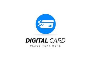 Digital wallet logo design template with pixel effect. Logo concept of credit card, crypto wallet, fast online payment. vector