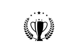 Best champions cup trophy vector design. Champion cup winner trophy award with laurel wreath