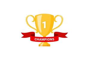 Best champions cup trophy vector design. Champion cup winner trophy award with ribbon design