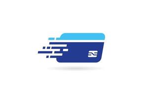 Plantilla de diseño de logotipo de billetera digital con efecto de píxel. concepto de logotipo de tarjeta de crédito, billetera criptográfica, pago rápido en línea. vector
