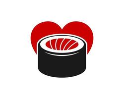 Red love shape with sushi inside vector