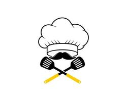 Chef hat with cross spatula and mustache