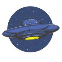 vector illustration of a ufo driving an alien at night
