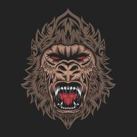 angry gorilla face for t-shirt screen printing design vector