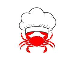 Crab with chef hat on top vector