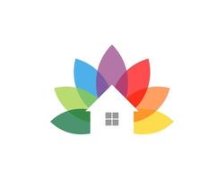 Rainbow leaf with simple house vector