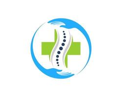 Circular hand care with chiropractic symbol inside vector