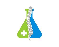 Healthy spine with laboratory test tube vector