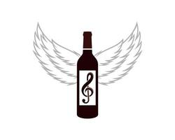 Music note in a wine bottle with wings beside vector