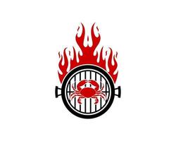 Hot Frying pan with crab inside vector
