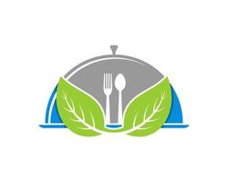 Healthy food plate with fork and spoon inside vector