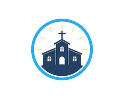 Circle shape with shinning church inside vector