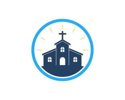 Circle shape with shinning church inside vector