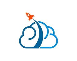 Abstract cloud with rocket launch inside vector